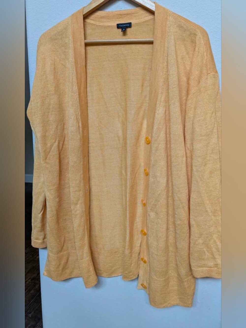 Corn Flour Yellow Women's Button-Front Cardigan Size Medium